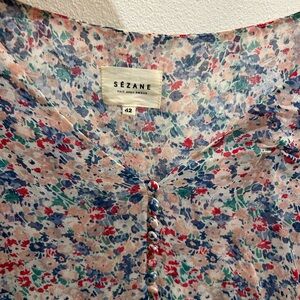 Sézane Floral Button-Down Blouse